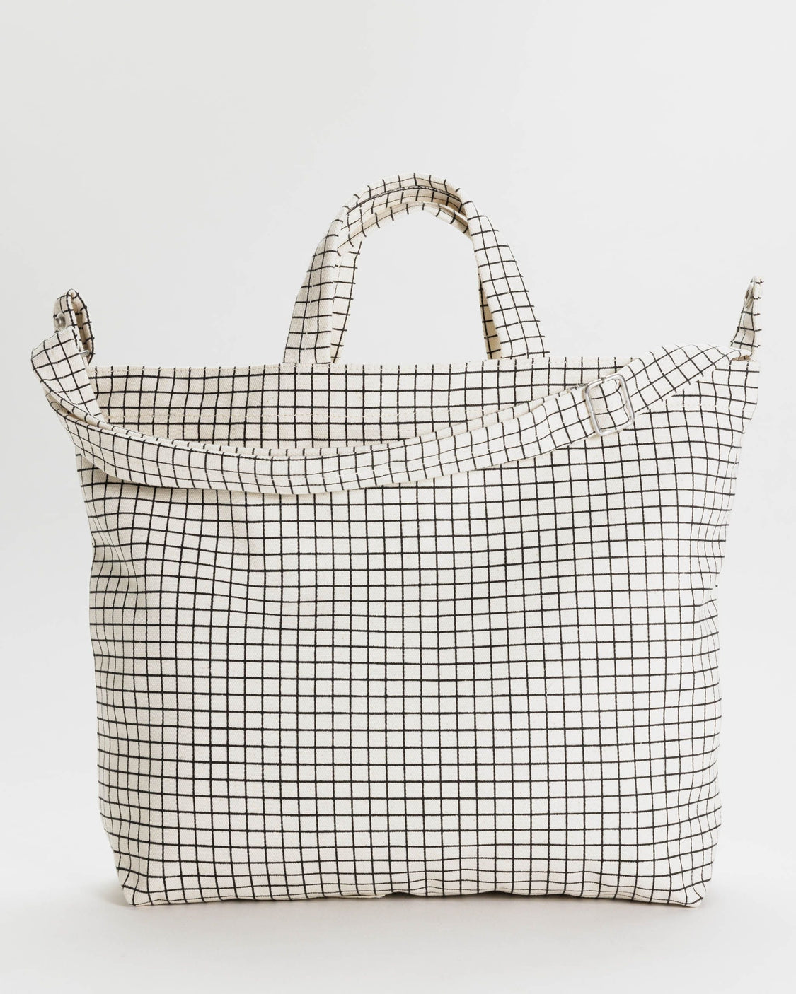 Horizontal Zip Duck Bag - Natural Grid - Easy Stow