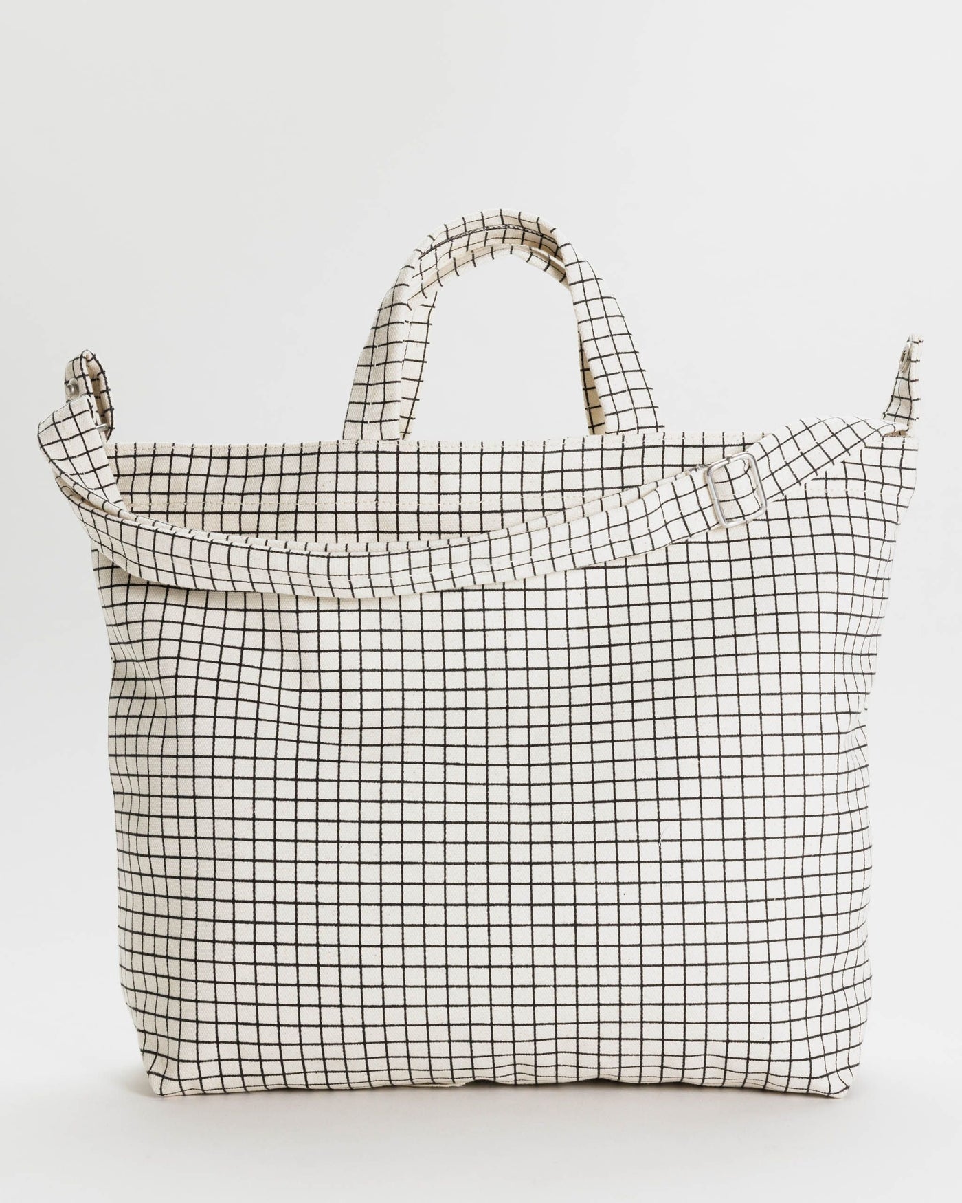Horizontal Zip Duck Bag - Natural Grid - Easy Stow