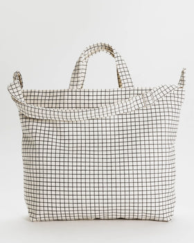 Horizontal Zip Duck Bag - Natural Grid - Easy Stow