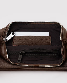 Recycled Leather Pochette - Brown - Hair Routine