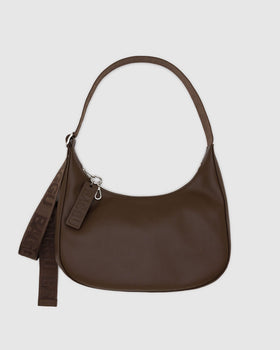 Medium Recycled Leather Crescent Bag - Brown - Daily Care